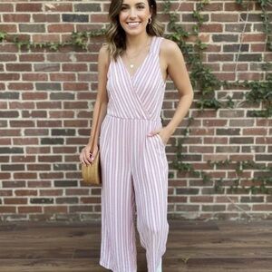 Sienna Sky Pink and White Striped Jumpsuit